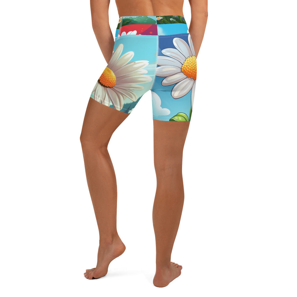 Bright Daisy Yoga Shorts