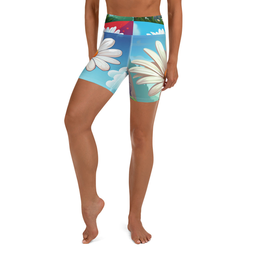 Bright Daisy Yoga Shorts