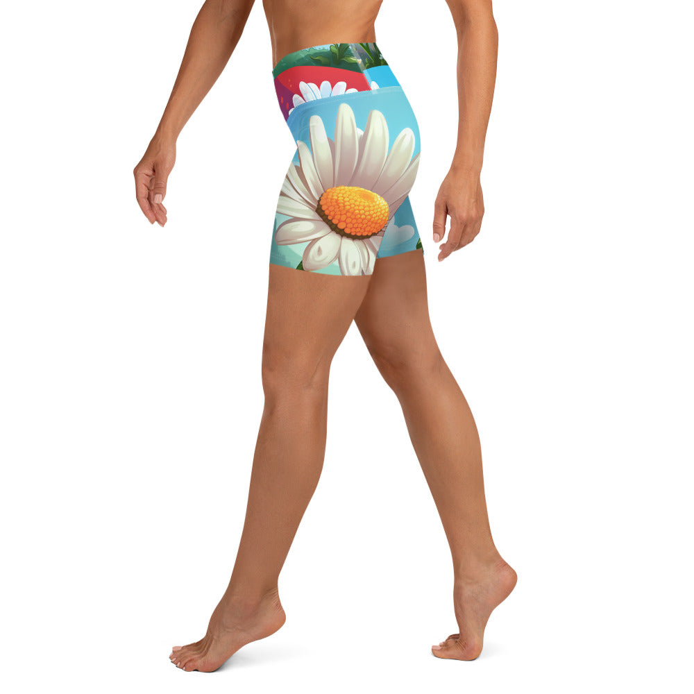 Bright Daisy Yoga Shorts