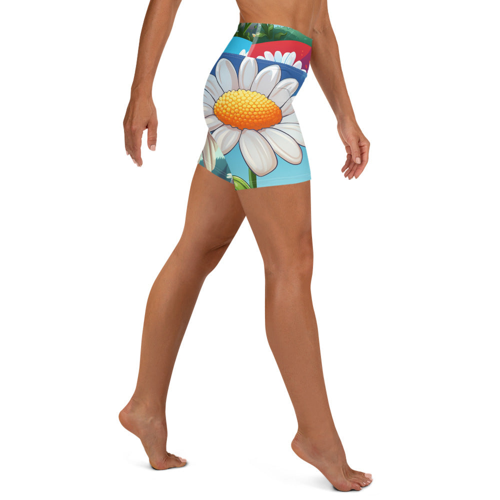 Bright Daisy Yoga Shorts